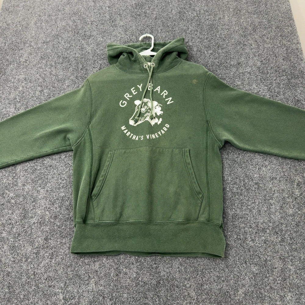 Champion Hoodie S Green Cotton Reverse Weave Grey Barn Marthas Vineyard Cow